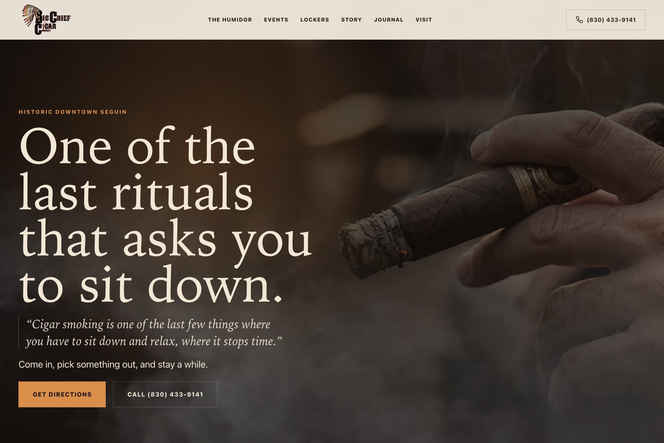 The Big Chief Cigar website