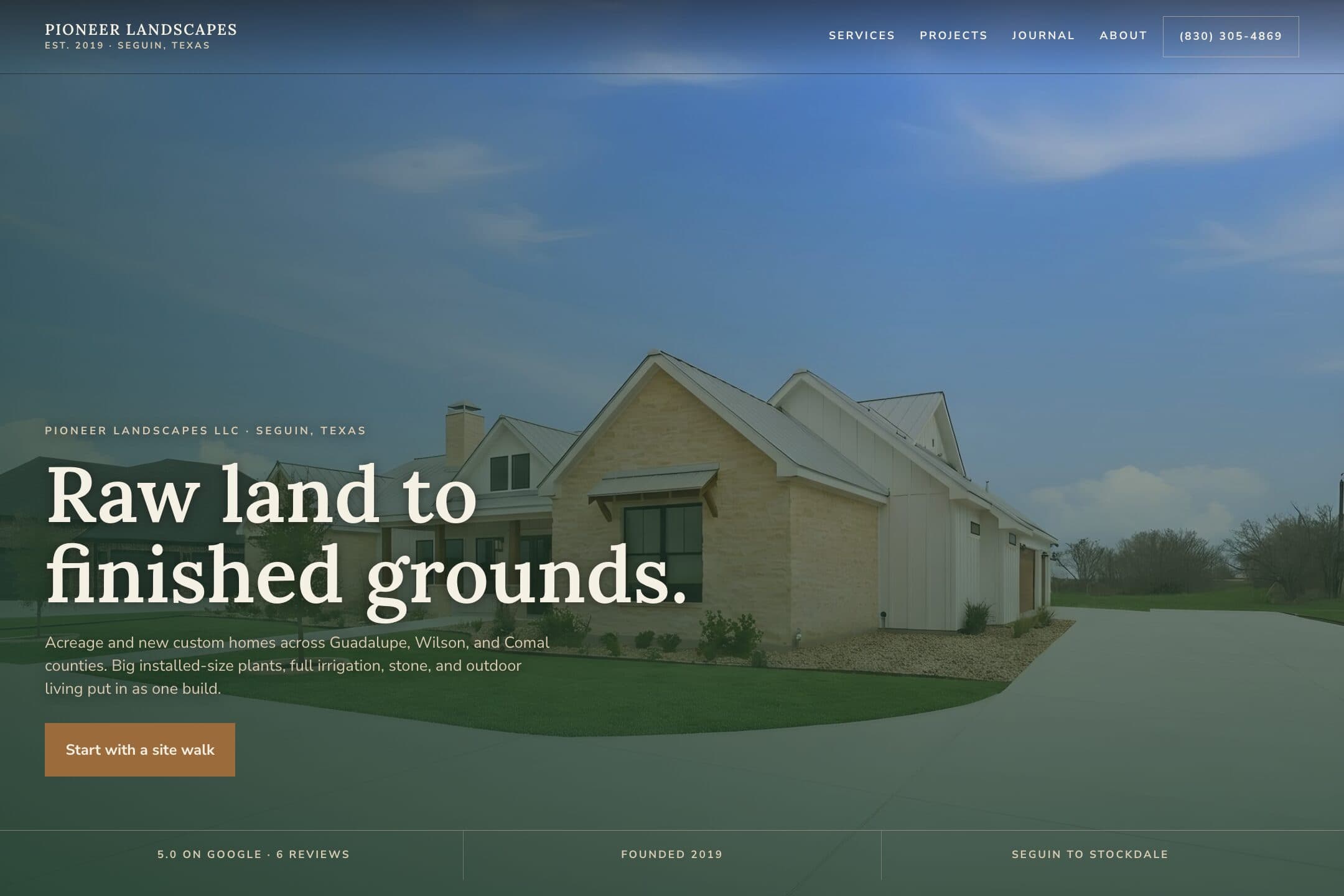 Homepage of the new Pioneer Landscapes website